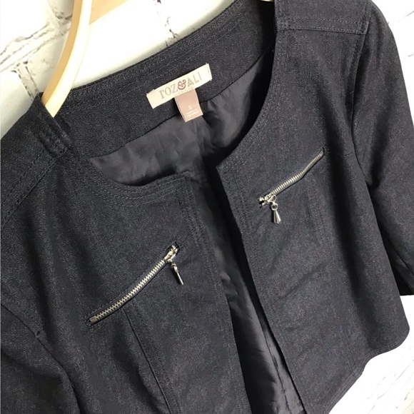 ROZ & ALI | MOTO DARK DENIM BLAZER / JEAN JACKET - Picture 4 of 8